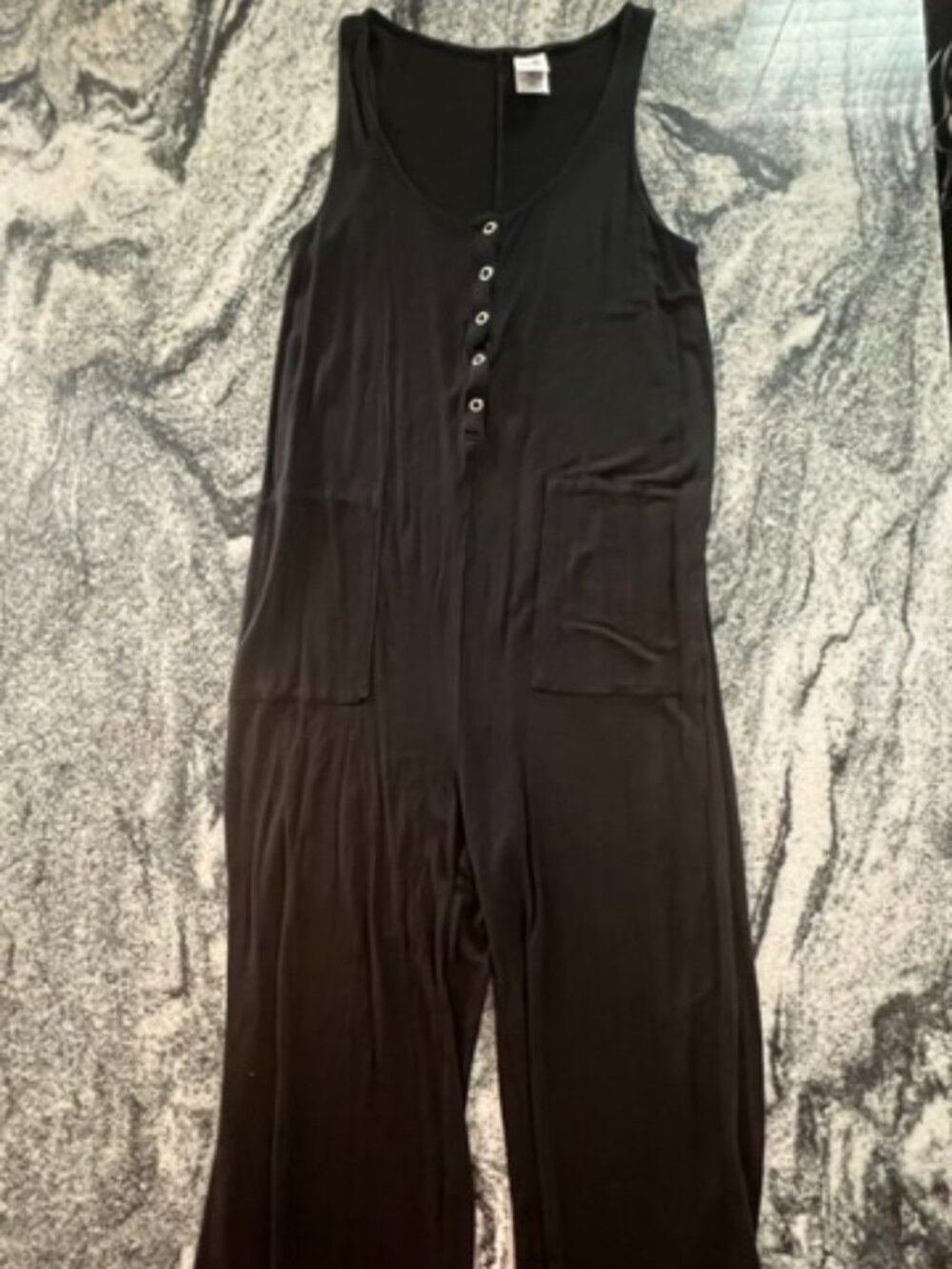 Secret Treasures Black Henley Jumpsuit XS Sleeveless Wide Leg Loungewear Romper
